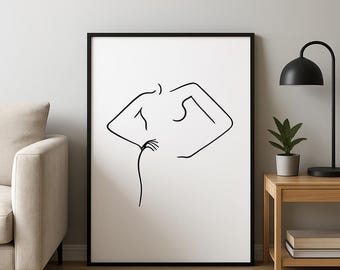 Abstract Female Line Art Poster – Minimalist Line Drawing Print – Modern Figure Wall Art