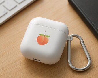 Peach AirPod Case • Personalized Custom AirPods & AirPods Pro Cover • Cute Aesthetic Phone Accessory with Keychain