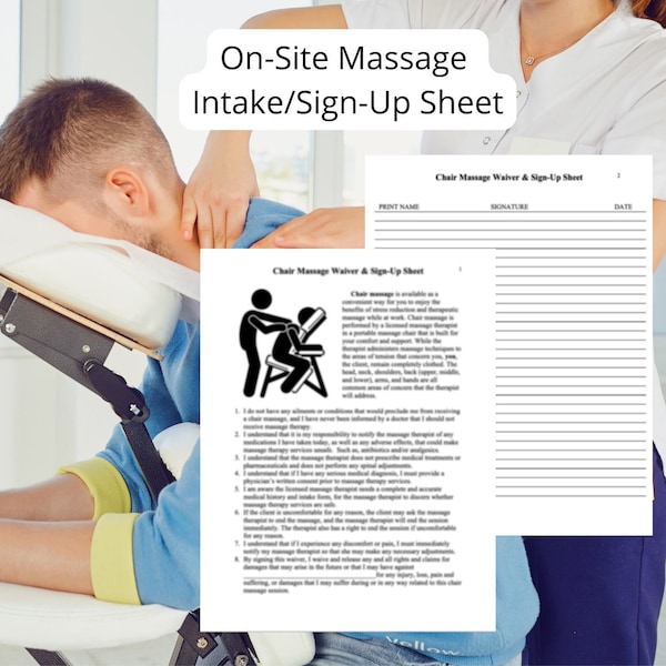 Chair Massage Sign in Sheet Etsy New Zealand