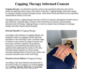 Cupping Therapy Informed Consent Form, Massage Therapy Cupping, Suction Cups, Alternative Medicine, Myofascial Release,