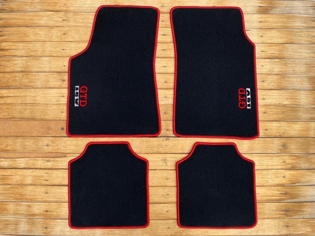 For VW Golf Mk1 GTD 16V 2dr Custom Floor Mats Carpet Black Red Etsy