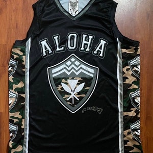 Aloha Camo Hawaii Hawaiian HI Tribal Tattoo Shield Weave Basketball Jersey