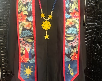 Philippines Filipino Floral 3 Stars and Sun Graduation Stole MADE IN PHilippines
