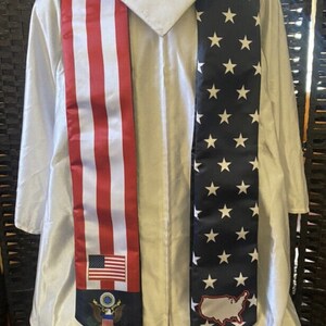 USA United States of America Stars and Stripes Graduation Stole Made in Usa