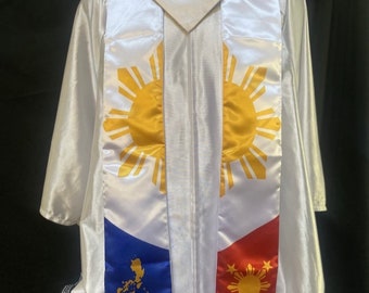 Philippines Filipino 3 Stars and Sun Graduation Stole MADE IN USA