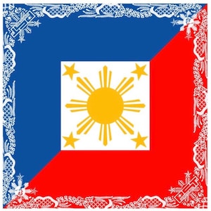 Philippines Pinay Pinoy Filipino Flag Traditional Banig  Bandana 22” x 22” 3 Stars and Suns Made in USA