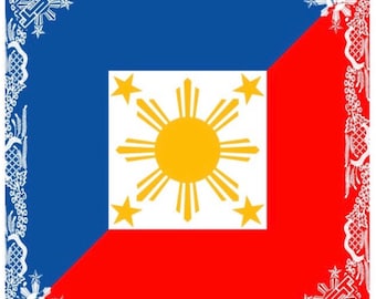Philippines Pinay Pinoy Filipino Flag Traditional Banig  Bandana 22” x 22” 3 Stars and Suns Made in USA