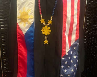 Philippines Filipino USA 3 Stars and Sun Graduation Stole MADE IN PHilippines