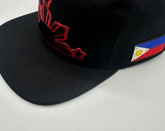 Filipino Philippines Pinoy Pinay 3 stars and sun Snapback Hat New Red black flag