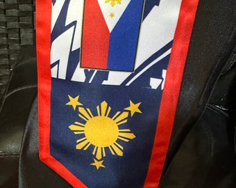 Philippines Filipino Islands 3 Stars and Sun Tribal Graduation Stole Graduate 2024