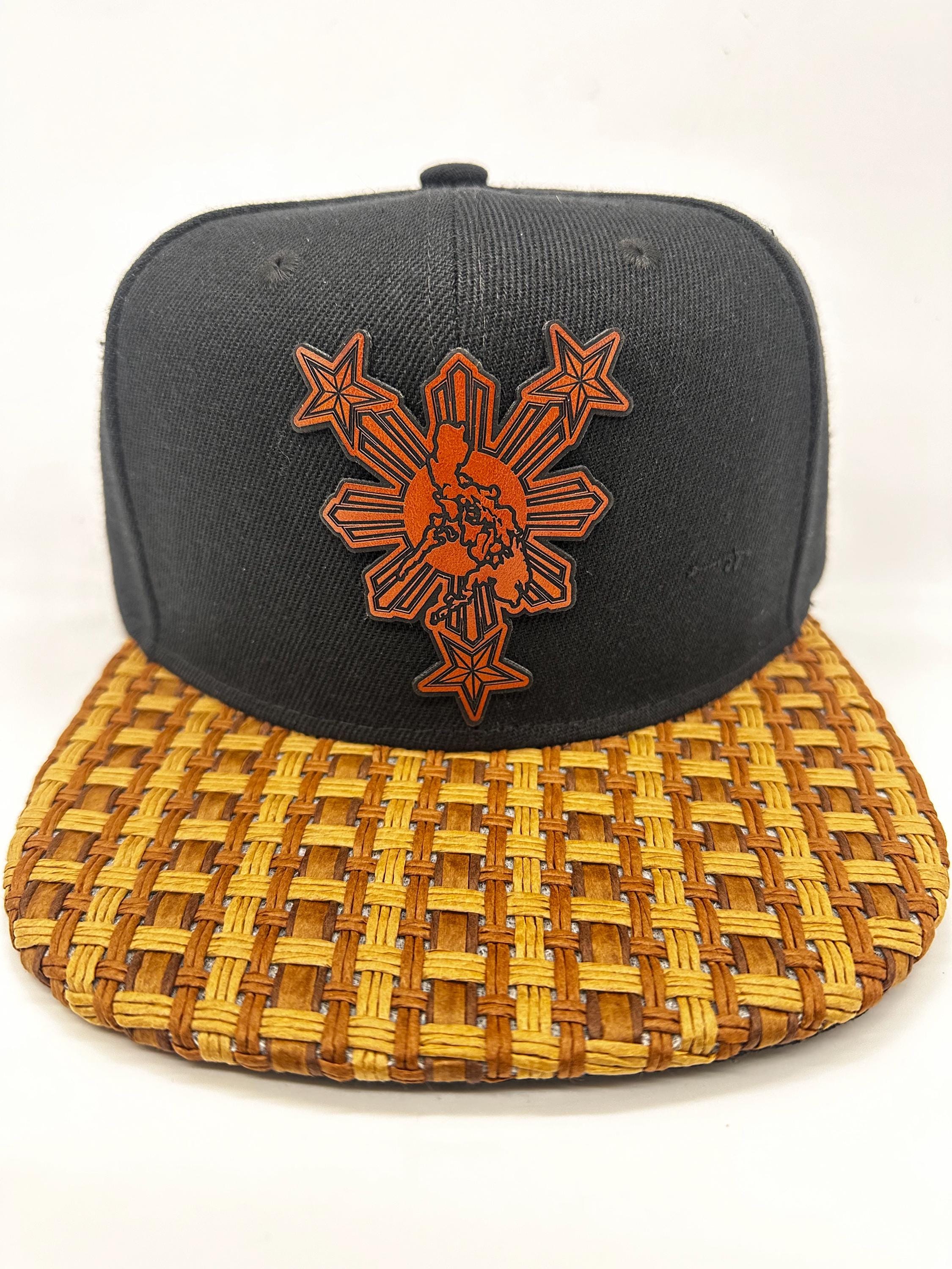 Philippines Filipino Banig Brim islands Brown puff 3 stars and sun Rare snapback Hat
