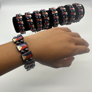 Philippines Filipino Flag 3 Stars and Sun Hemetite Bracelet 12 Flags Elastic band