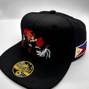 Filipino Hawaii Guam Philippines Rooster Cockfight Chicken Adobo 3 stars and sun Black Border Hat