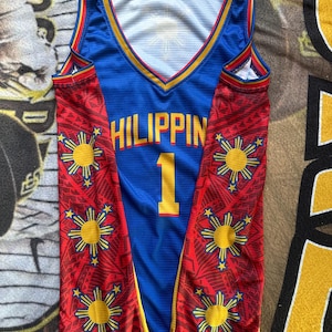 Philippines Pinay Filipina Women's Girls 3 Stars and Sun Basketball Blue Tribal Jersey