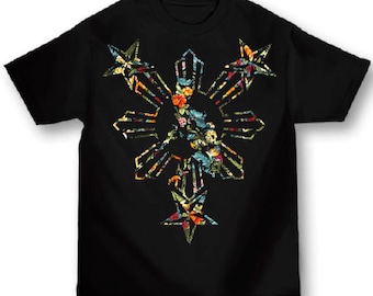 Philippines Filipino Pinoy Pinay Filipina Floral 3 Stars and sun Tee Shirts