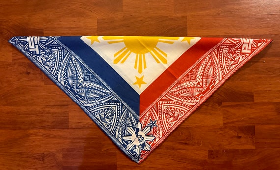 Philippines Filipino Tribal Bandana 22 x 22 3 Stars and Suns Made in USA