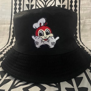 Jollibee Bucket Shaka Hat Philippines Filipino Flag Stitched 3 stars and sun Rare Bucket Hat