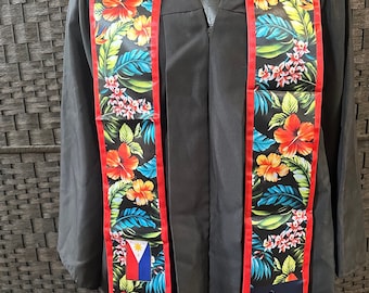 Philippines Filipino 3 Stars and Sun Floral Graduation Stole
