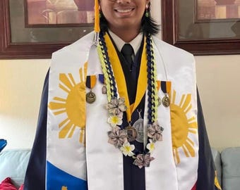 Philippines Filipino 3 Stars and Sun Graduation Stole MADE IN USA