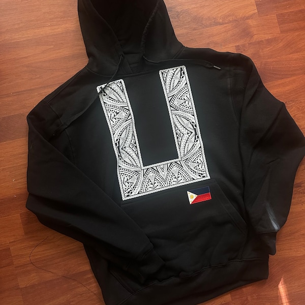 Philippines Barong Tribal Flag Black and White Pullover Hoodie