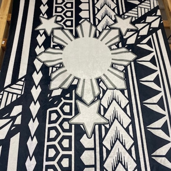 フィリピン フィリピン トライバル ブランケット 60インチ x 80インチ ホワイト レッド オーブルー