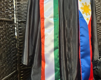 Philippines Filipino Italy Mestiso 3 Stars and Sun Graduation Stole MADE IN USA