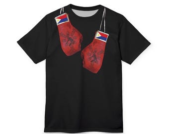 Guantes rojos tradicionales de Filipinas, 8 cinturones, guantes de boxeo, camiseta, raro