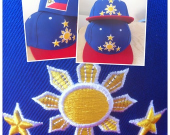 Filipino Philippines Flag Pinoy Pinay 3 stars and sun Traditional Brim Fitted Hat New Size Small