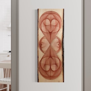 Handmade Geometric String Art on Live Edge Wood | Modern Organic Wall Decor | Earthy Minimalist Wall Art | Sacred Geometry-Inspired Gift