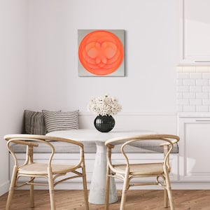 Arte con fili di geometria sacra fatta a mano / Arte murale color corallo-arancio vibrante / Decorazione luminosa per la sala di meditazione / Accendino moderno per lo spazio di guarigione