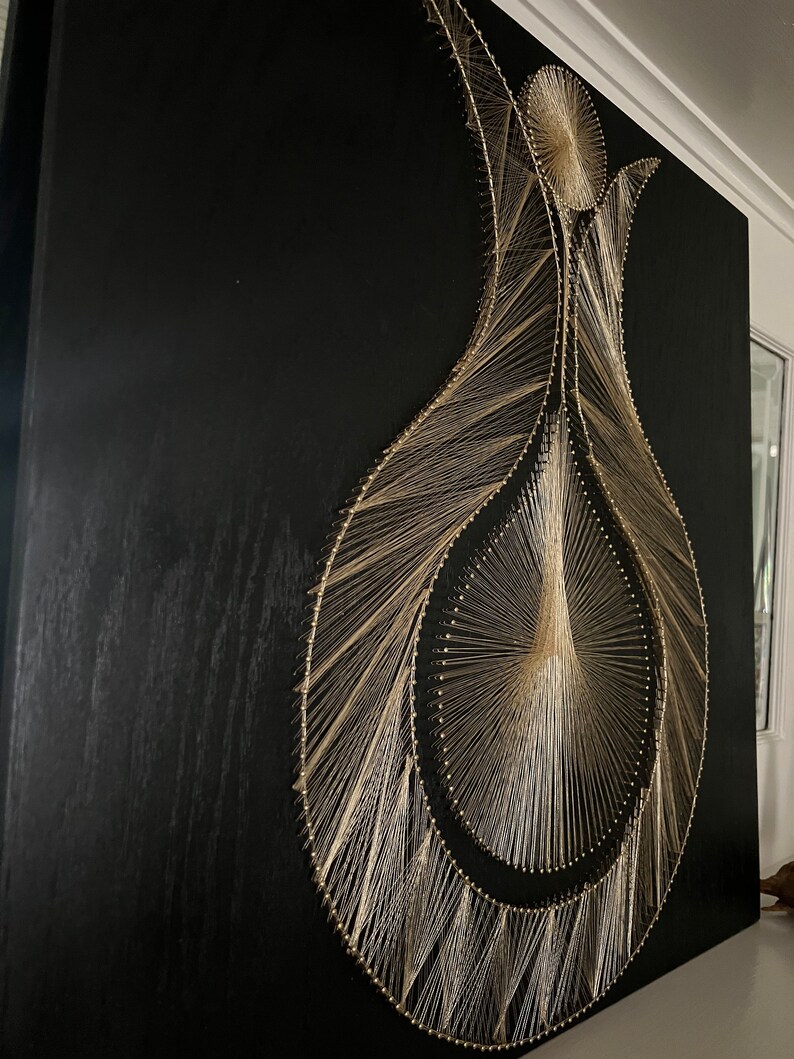 Silver Unique String Art, Gold String Decor, Tulip Wall Art, Mandala