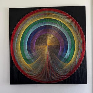 Radiant Sacred Geometry Rainbow String Art / Handmade Wall Art / Spiritual Home Decor / Meditation Room Accent / One-of-a-Kind Gift