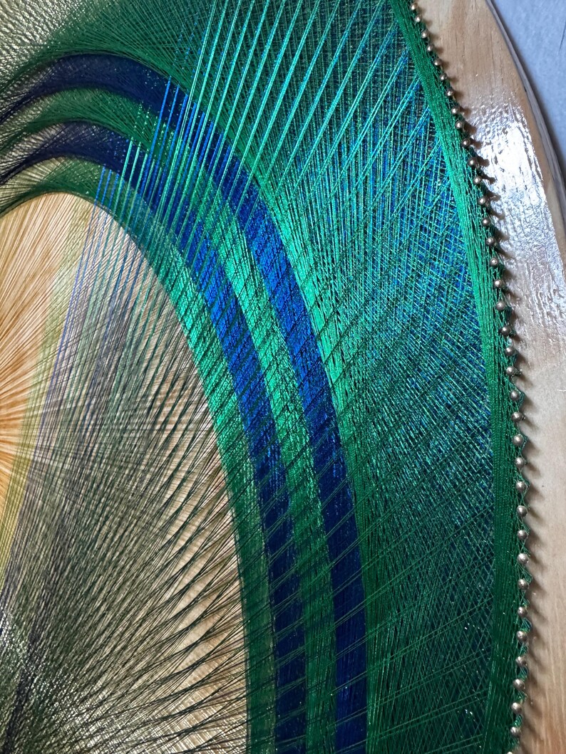 String Design Peacock Large Spiral Mandala String Art: Blue Green Geometric Wall Decor (36 ...