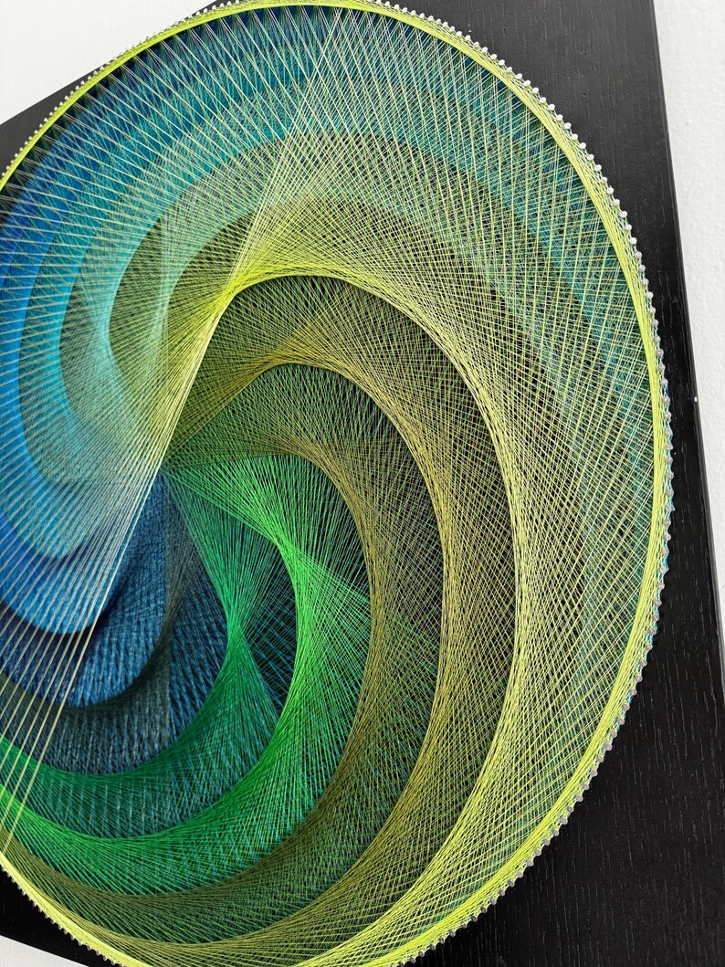 Sacred Geometry String Art: Spiral Mandala, Greens & Blues - Etsy