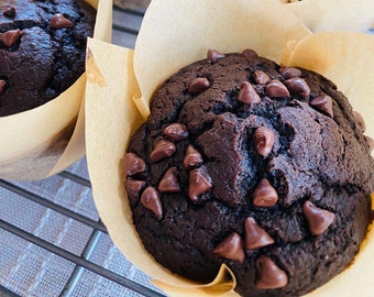 Receta de muffins de chocolate IMPRIMIBLE, Horneado sin gluten, Horneado vegano, Recetas para hornear, Recetas fáciles de postres, Horneado para niños, Horneado saludable