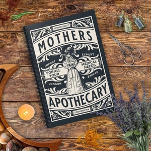 Mothers Apothecary with Metal Spiral Binding Notebook Ruled Line Mothers Apothecary Lined Journal Herbal Enthusiasts Earthy Witchy Herbalist