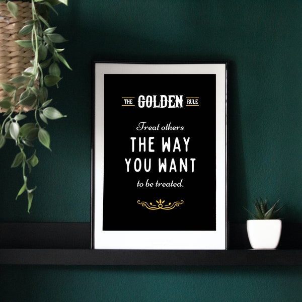 The Golden Rule Wall Art - Digital Black or White and Gold Homeschool Wall Decor Play Room Kids Room Living Room Collector House Rules