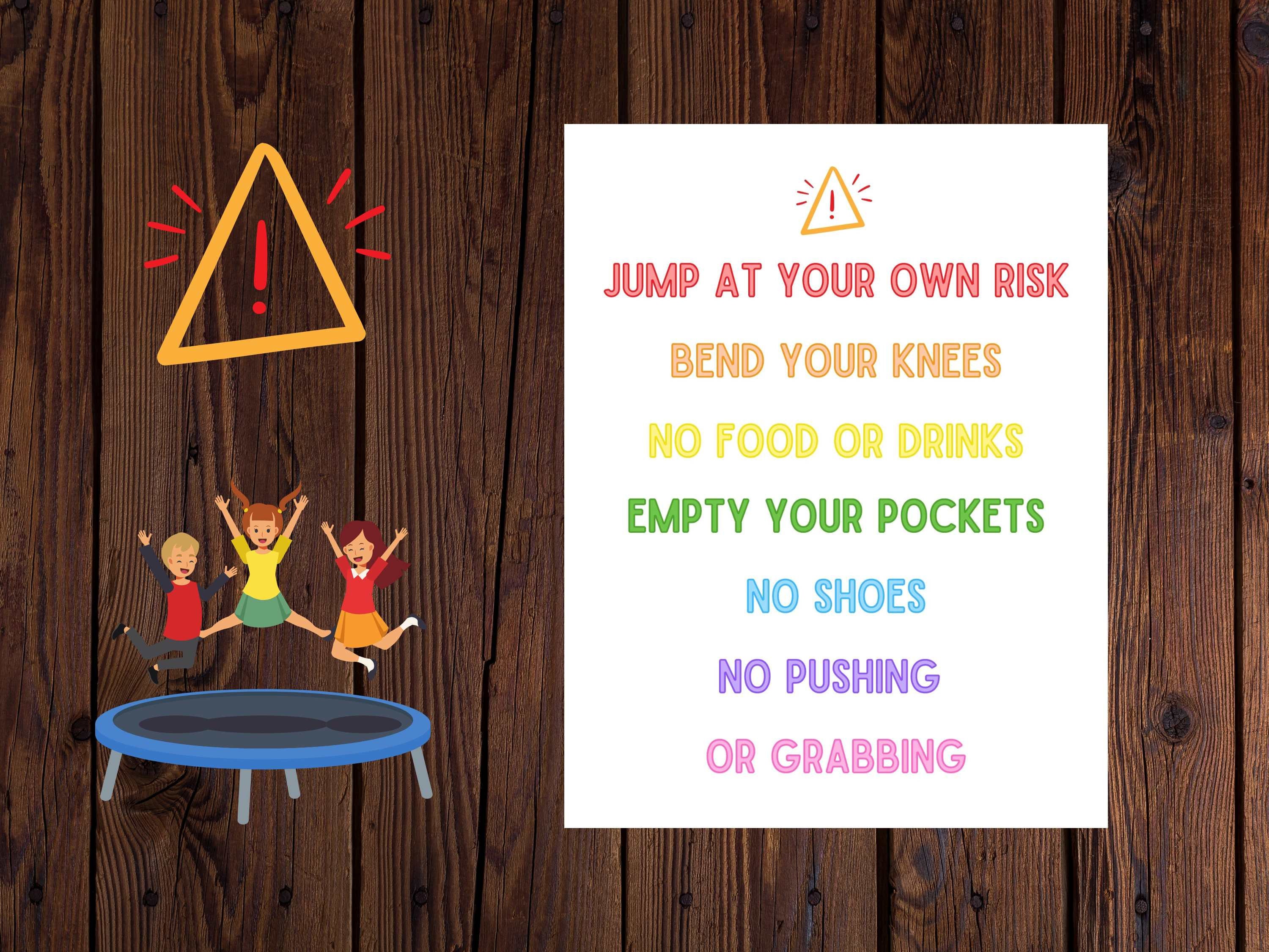 Trampoline Saftey Rules Sign Etsy