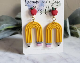 Pencil Polymer Clay Earrings: Teacher Appreciation Gift
