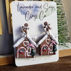 Gingerbread House earrings | Christmas Gingerbread house earrings  | Handcrafted Gingerbread house earrings