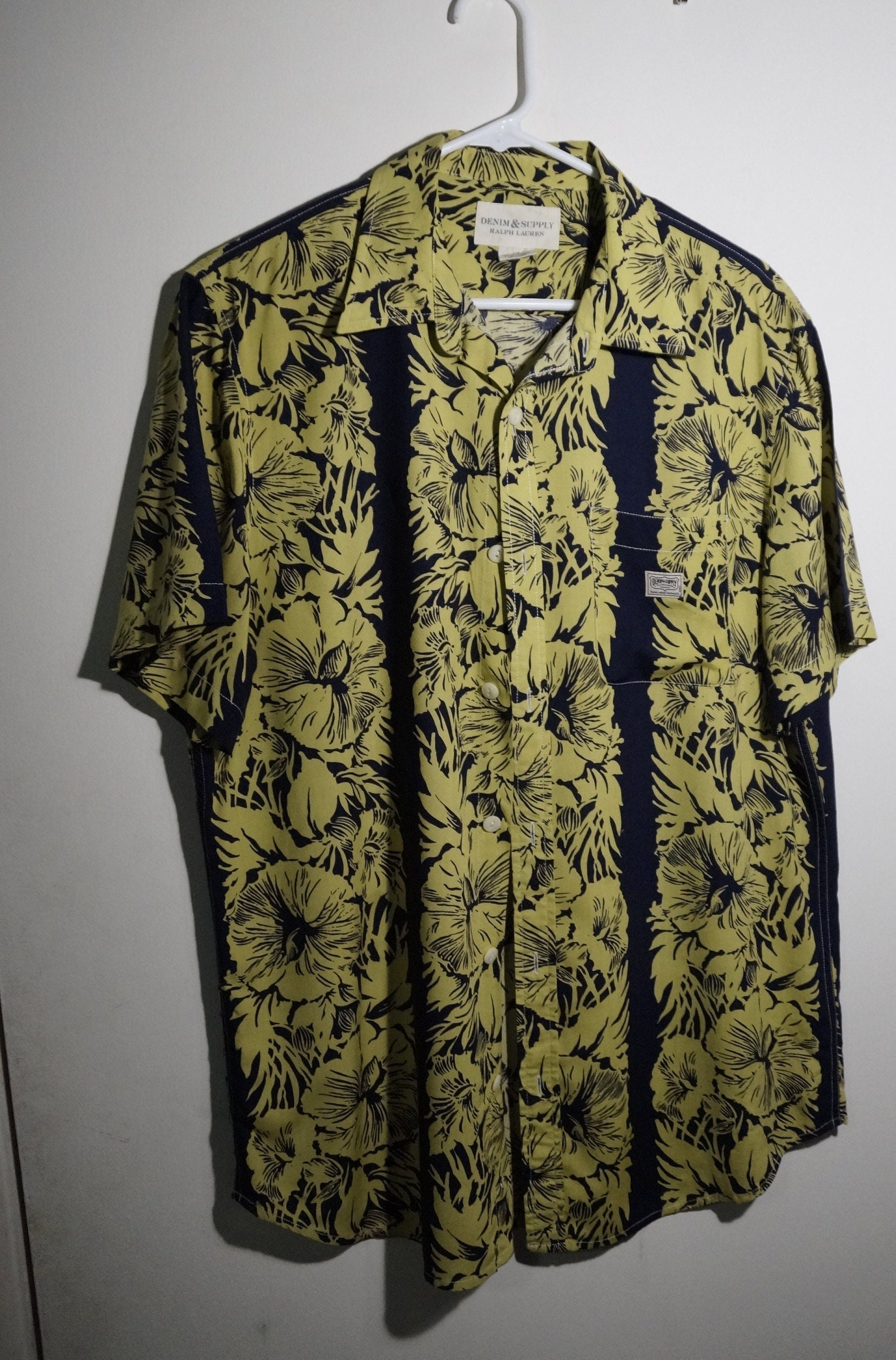 Vintage Polo Ralph Lauren Psychedelic Flower Floral Button Up Shirt Mens L