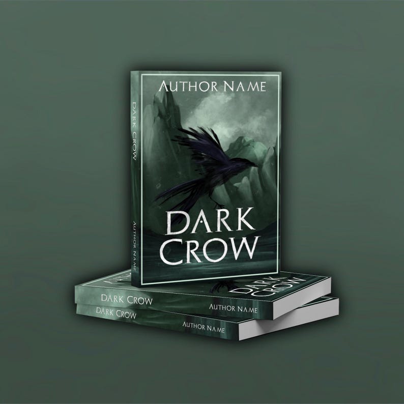 May include: A stack of three paperback books with a dark green cover and a black crow flying over a mountain range. The title of the book is "Dark Crow" and the author's name is printed on the spine.
