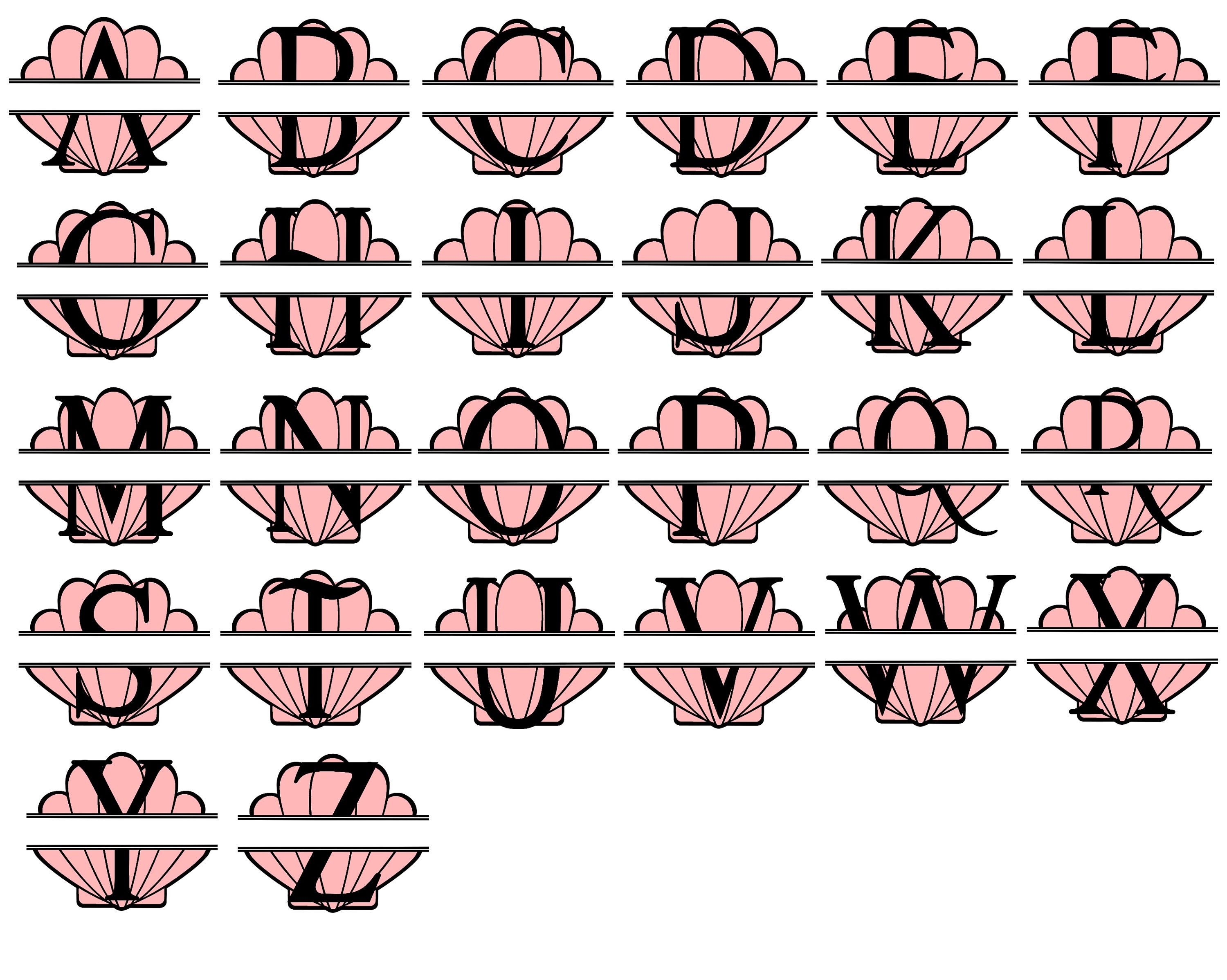 Seashell Monogram Design, A-Z - PNG and SVG Layers - Etsy