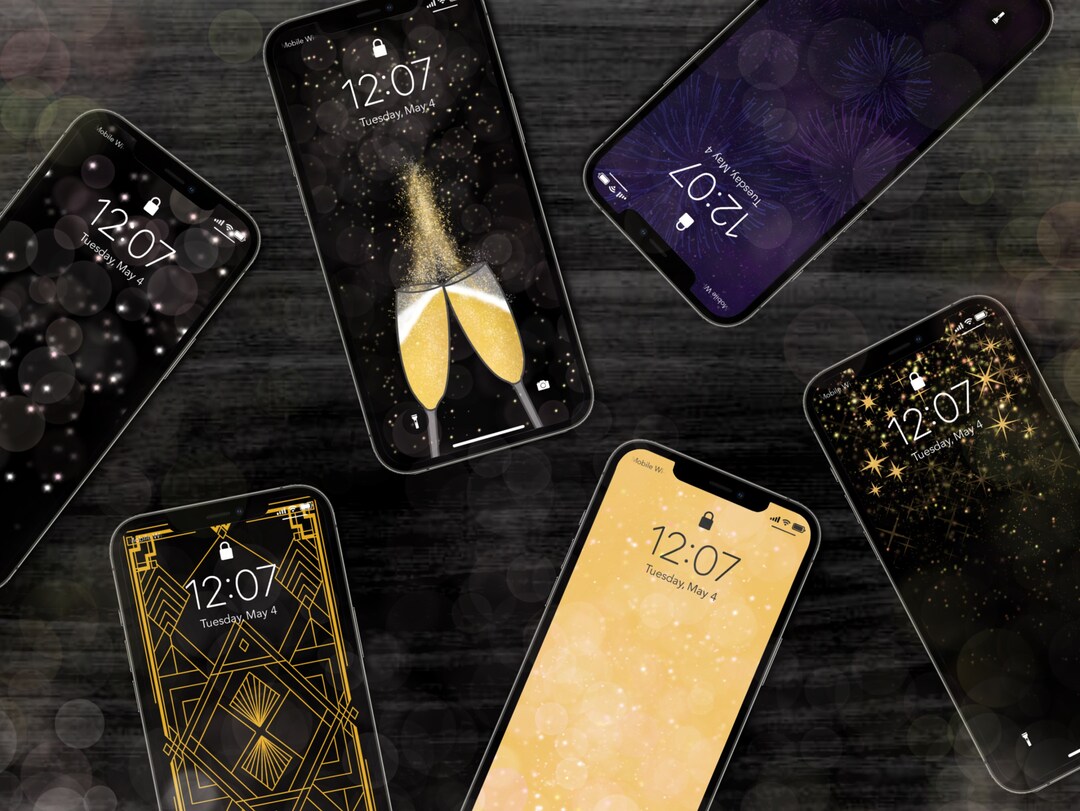 New Years Themed Phone Wallpapers (set of 6) - Etsy