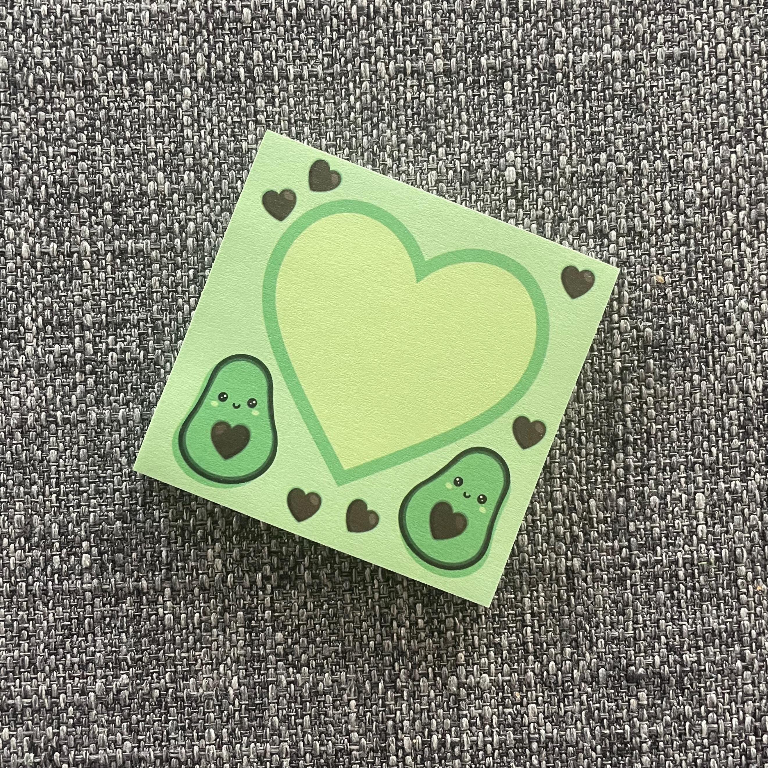 Avocado Heart Post It Notepad - 3 Inch - Etsy
