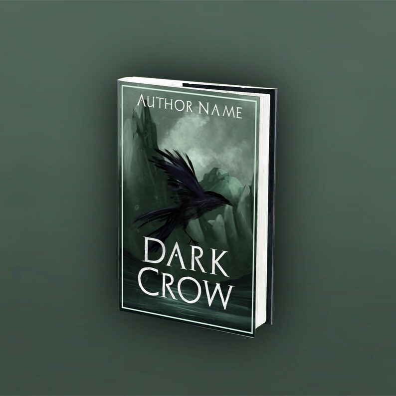 May include: A book cover with a dark crow flying over a mountain range. The title of the book is "Dark Crow" and the author's name is at the top of the cover.