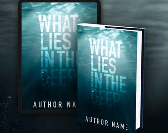 May include: A book cover with a blue and green ocean background. The text "What Lies in the Deep" is in white and the author's name is below.