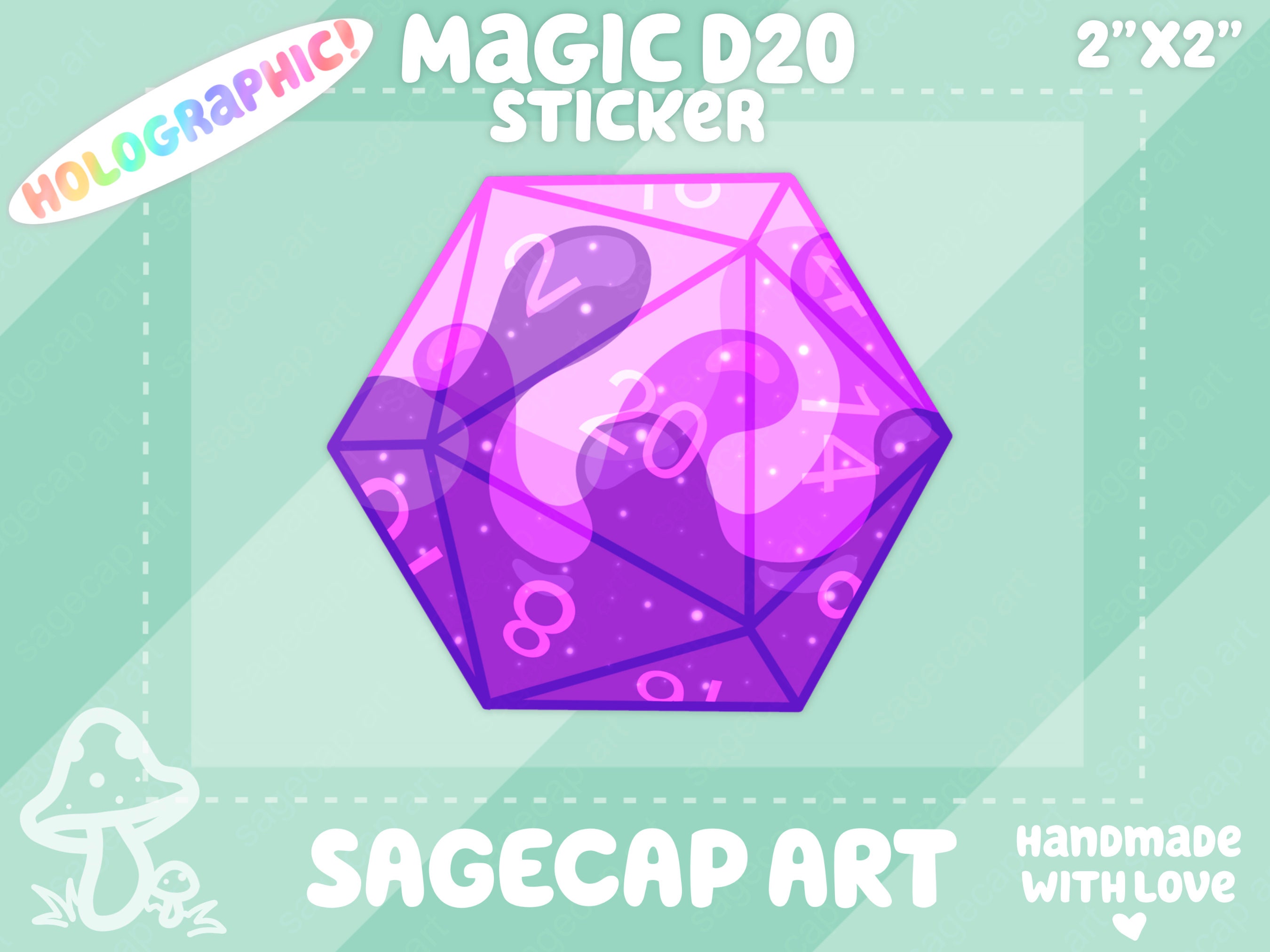 Holographic D20 Purple Dnd Magic Dice Potion Swirls Etsy