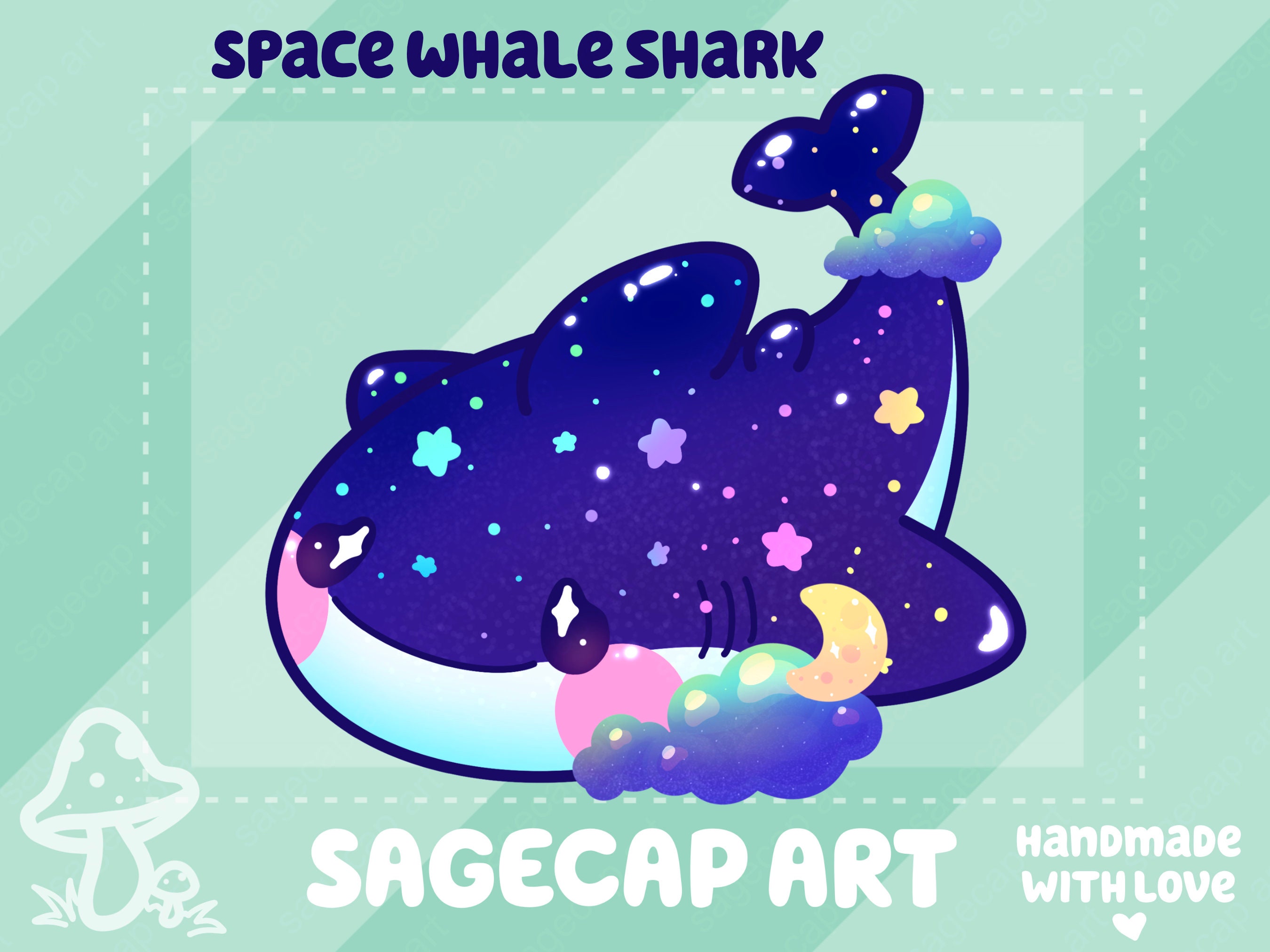 Space Whale Shark Sticker Galaxy Stars Cosmic Cloud - Etsy
