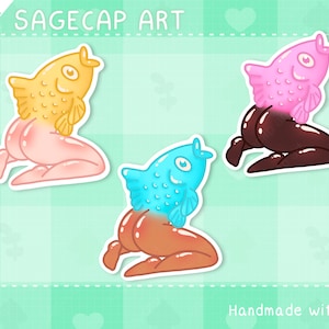 Reverse Mermaid Sticker, Fish butt, Mythical Creature, Meme, Mermaid, Ocean, Kawaii, Cute, Gamer